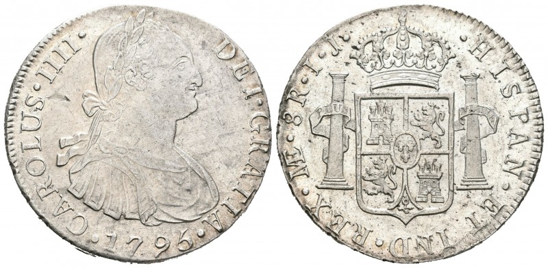 Carlos IV (1788-1808). 8 reales. 1795. Lima. IJ. (Cal-650). Ag. 27,05 g. Pequeña...