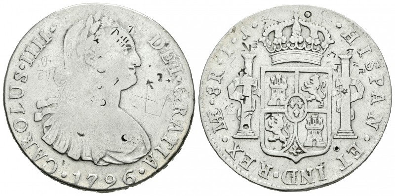 Carlos IV (1788-1808). 8 reales. 1796. Lima. IJ. (Cal-651). Ag. 26,67 g. Pequeño...