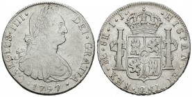 Carlos IV (1788-1808). 8 reales. 1797. Lima. IJ. (Cal-652). Ag. 27,12 g. MBC. Est...45,00.