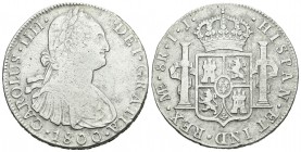 Carlos IV (1788-1808). 8 reales. 1800. Lima. IJ. (Cal-655). Ag. 26,76 g. Rayas. BC. Est...30,00.