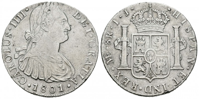 Carlos IV (1788-1808). 8 reales. 1801. Lima. IJ. (Cal-656). Ag. 26,86 g. MBC+. E...