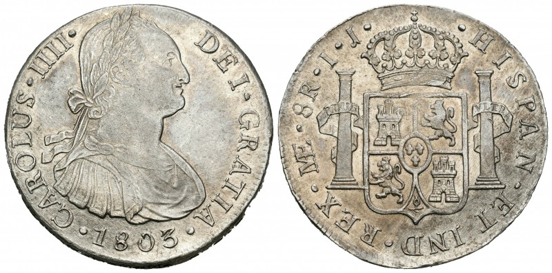 Carlos IV (1788-1808). 8 reales. 1803. Lima. IJ. (Cal-659). Ag. 27,28 g. Oxidaci...