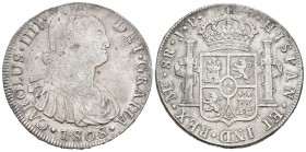 Carlos IV (1788-1808). 8 reales. 1808. Lima. JP. (Cal-665). Ag. 26,01 g. MBC. Est...60,00.