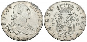 Carlos IV (1788-1808). 8 reales. 1805. Madrid. FA. (Cal-675). Ag. 27,23 g. Anverso suavemente limpiado. EBC-. Est...375,00.