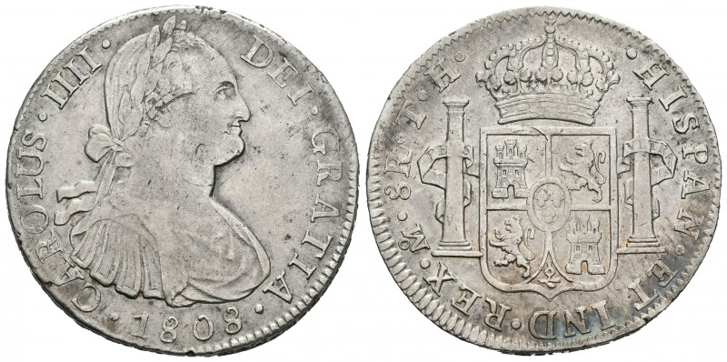 Carlos IV (1788-1808). 8 reales. 1808. México. TH. (Cal-709). Ag. 26,84 g. MBC-....