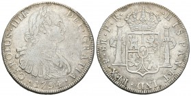 Carlos IV (1788-1808). 8 reales. 1794. Potosí. PR. (Cal-715). Ag. 26,82 g. Escasa. MBC-. Est...60,00.
