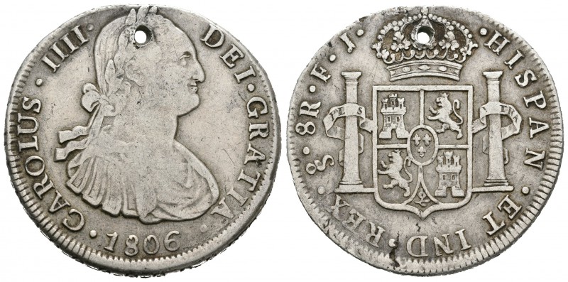 Carlos IV (1788-1808). 8 reales. 1806. Santiago. FJ. (Cal-761). Ag. 26,74 g. Agu...