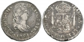 Fernando VII (1808-1833). 8 reales. 1821. Durango. CG. (Cal-422). Ag. 26,76 g. Fallito en el canto. MBC-. Est...90,00.