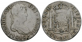 Fernando VII (1808-1833). 8 reales. 1818. Guatemala. M. (Cal-467). Ag. 26,87 g. BC+/MBC-. Est...80,00.