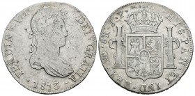 Fernando VII (1808-1833). 8 reales. 1813. Lima. JP. (Cal-480). Ag. 27,49 g. BC+. Est...40,00.