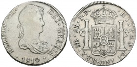 Fernando VII (1808-1833). 8 reales. 1819. Lima. JP. (Cal-487). Ag. 26,83 g. Oxidación en anverso. BC+/MBC. Est...50,00.