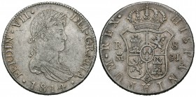 Fernando VII (1808-1833). 8 reales. 1814. Madrid. GJ. (Cal-503). Ag. 27,31 g. MBC+. Est...200,00.
