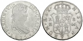 Fernando VII (1808-1833). 8 reales. 1815. Madrid. GJ. (Cal-504). Ag. 27,08 g. Escasa. BC+/MBC-. Est...80,00.
