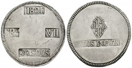 Fernando VII (1808-1833). 30 sous. 1821. Mallorca. (Cal-525). Ag. 26,77 g. Buen ejemplar. MBC+. Est...160,00.