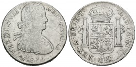 Fernando VII (1808-1833). 8 reales. 1811. México. HJ. (Cal-545). Ag. 26,55 g. Rayas. BC/BC+. Est...35,00.