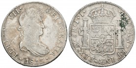 Fernando VII (1808-1833). 8 reales. 1813. México. JJ. (Cal-551). Ag. 26,21 g. Leves concreciones en reverso. MBC-. Est...45,00.