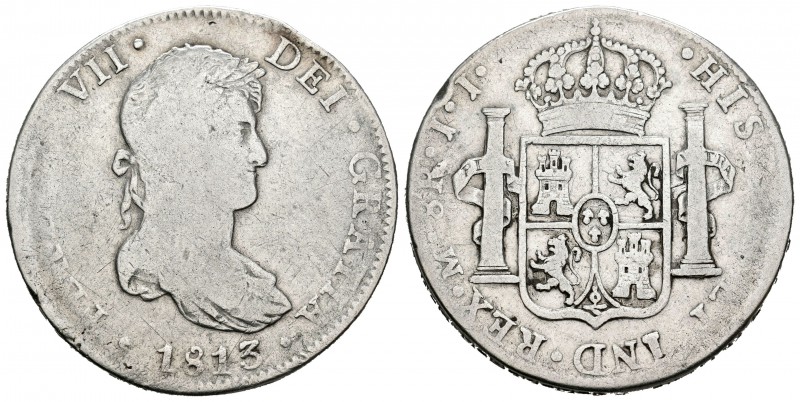 Fernando VII (1808-1833). 8 reales. 1813. México. JJ. (Cal-551). Ag. 26,36 g. Go...