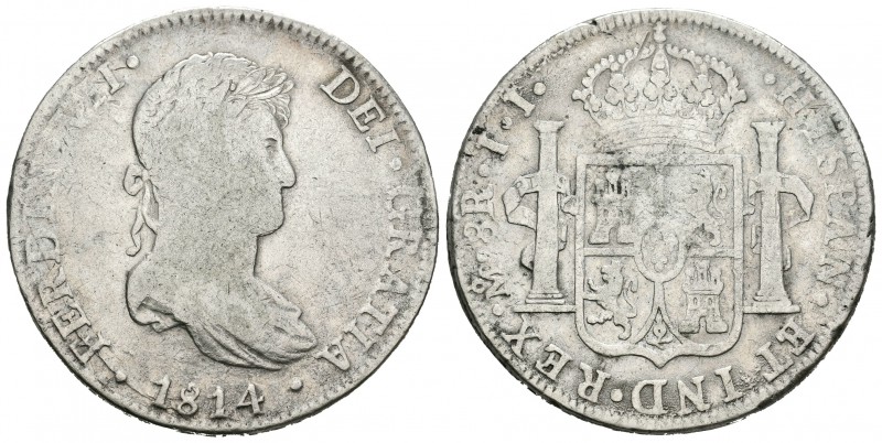 Fernando VII (1808-1833). 8 reales. 1814. México. JJ. (Cal-555). Ag. 26,36 g. Es...