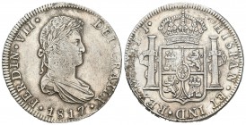 Fernando VII (1808-1833). 8 reales. 1817. México. JJ. (Cal-560). Ag. 26,99 g. Leve oxidación en reverso. MBC+. Est...90,00.