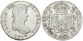 Fernando VII (1808-1833). 8 reales. 1819. México. JJ. (Cal-563). Ag. 26,83 g. Escasa. BC+. Est...45,00.