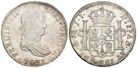Fernando VII (1808-1833). 8 reales. 1821. México. JJ. (Cal-565). Ag. 26,98 g. Restos de brillo original. EBC-. Est...90,00.