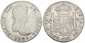 Fernando VII (1808-1833). 8 reales. 1821. México. JJ. (Cal-565). Ag. 26,52 g. BC. Est...30,00.