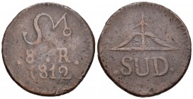 Fernando VII (1808-1833). 8 reales. 1812. Morelos. (Cal-576). Ae. 22,87 g. BC+. Est...50,00.