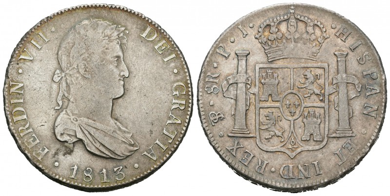 Fernando VII (1808-1833). 8 reales. 1813. Potosí. PJ. (Cal-601). Ag. 26,92 g. Pá...