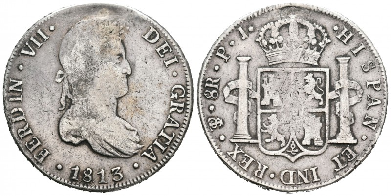 Fernando VII (1808-1833). 8 reales. 1813. Potosí. PJ. (Cal-601). Ag. 26,61 g. BC...