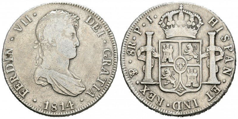 Fernando VII (1808-1833). 8 reales. 1814. Potosí. PJ. (Cal-603). Ag. 27,05 g. BC...