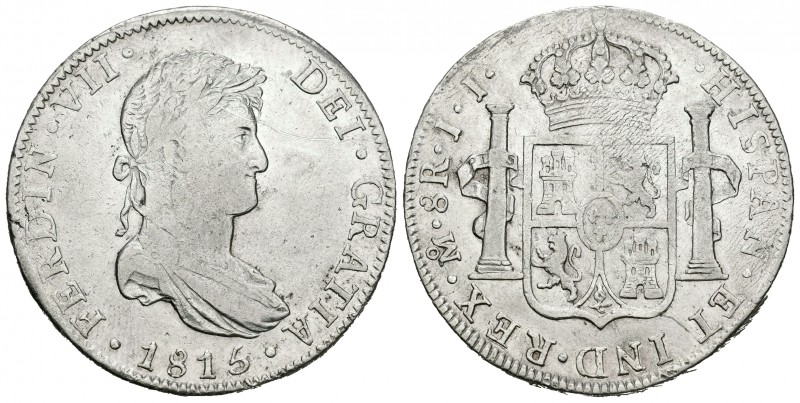Fernando VII (1808-1833). 8 reales. 1815. México. JJ. (Cal-557). Ag. 26,93 g. Ra...