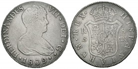 Fernando VII (1808-1833). 8 reales. 1809. Sevilla. CN. (Cal-635). Ag. 26,67 g. Busto desnudo. MBC+. Est...200,00.