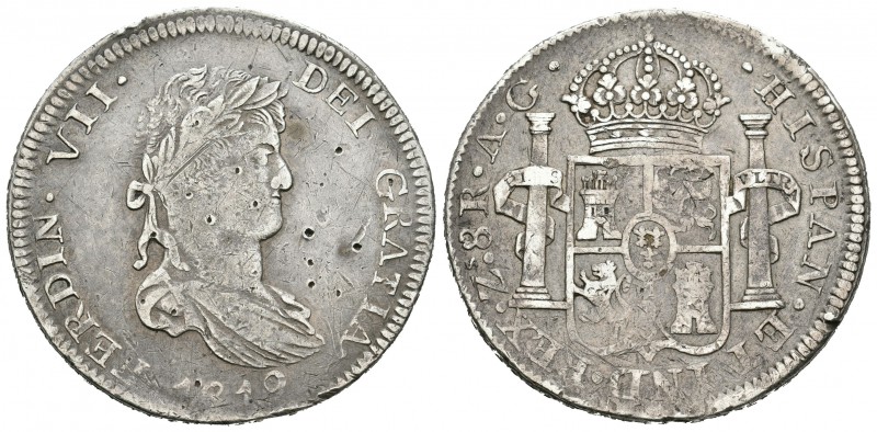 Fernando VII (1808-1833). 8 reales. 1819. Zacatecas. AG. (Cal-692 variante). Ag....