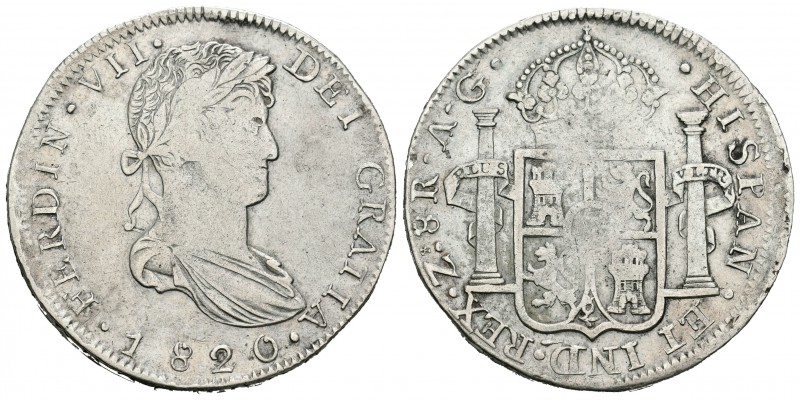 Fernando VII (1808-1833). 8 reales. 1820. Zacatecas. AG. (Cal-695). Ag. 26,24 g....