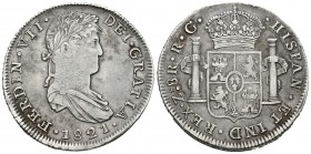 Fernando VII (1808-1833). 8 reales. 1821. Zacatecas. RG. (Cal-697). Ag. 26,99 g. MBC. Est...60,00.