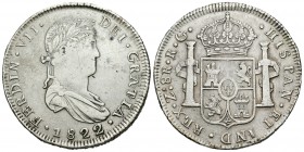 Fernando VII (1808-1833). 8 reales. 1822. Zacatecas. RG. (Cal-700). Ag. 26,76 g. Ensayador con la R pequeña y la G grande. Suavemente limpiada. MBC. E...