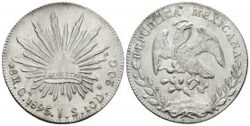 México. 8 reales. 1895. Guanajuato. JS. (Km-377.6). Ag. 26,82 g. EBC. Est...100,00.