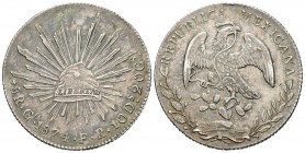 México. 8 reales. 1874. Guanajuato. FR. (Km-377.8). Ag. 26,93 g. EBC. Est...60,00.