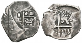 Portugal. Alfonso VI (1073-1109). 600 reis. Ag. 25,81 g. Moneda de 600 reis resellada sobre un de 8 reales español. Muy rara. BC+/MBC-. Est...60,00.