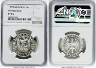 Weimar Republic Proof "Dinkelsbuhl" 3 Mark 1928-D PR63 NGC, Munich mint, KM59, J-334. 1000th Anniversary - Founding of Dinkelsbuhl. Handsomely detaile...