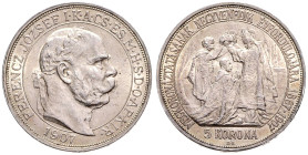 FRANZ JOSEPH I (1848 - 1916)&nbsp;
5 Korona 40th Anniversary of Coronation as Hungarian King, 1907, KB, 24,03g, Früh 2194, KB. Früh 2194&nbsp;

abo...