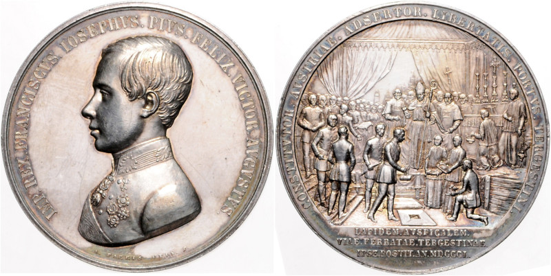 FRANZ JOSEPH I (1848 - 1916)&nbsp;
Silver medal To commemorate the Laying of th...