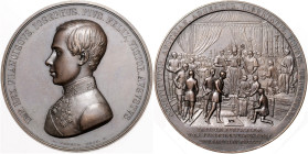 FRANZ JOSEPH I (1848 - 1916)&nbsp;
AE medal To commemorate the Laying of the Cornerstone of the South Railway Construction in Trieste, 1850, 93,66g, ...