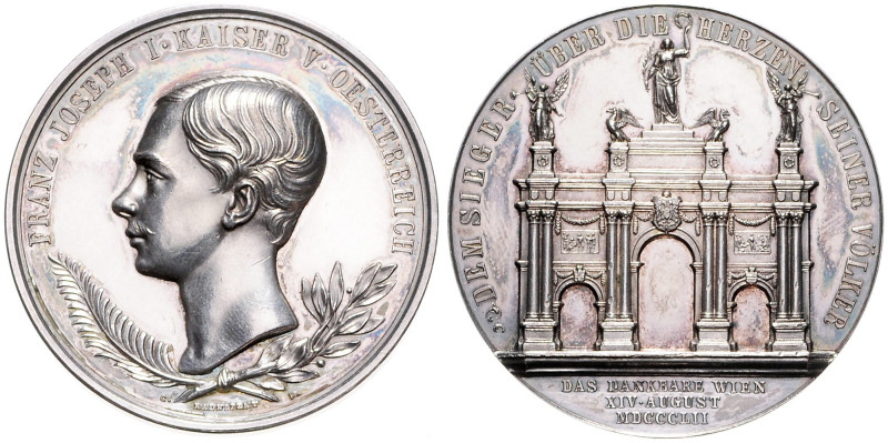 FRANZ JOSEPH I (1848 - 1916)&nbsp;
Silver medal To commemorate the Return of th...