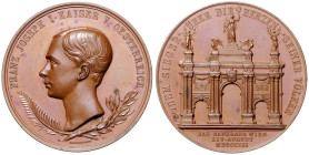 FRANZ JOSEPH I (1848 - 1916)&nbsp;
AE medal To commemorate the Return of the Emperor from Hungary, 1852, 67,11g, 50 mm, C. Radnitzky, Haus 627, 50 mm...