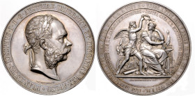 FRANZ JOSEPH I (1848 - 1916)&nbsp;
Silver medal State award General country anniversary exhibition in Prague, donated by the C. K. of the Ministry of...