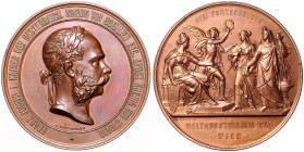 FRANZ JOSEPH I (1848 - 1916)&nbsp;
AE medal World Exhibition in Vienna, Dedicated to Progress, 1873, 131,3g, 70 mm, J. Tautenhayn, Haus 2915, 70 mm, ...