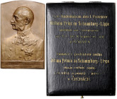 FRANZ JOSEPH I (1848 - 1916)&nbsp;
AE Plaque Wilhelm prince Schaumburg-Lippe, original box with the text "In memory of its 1st Protector Wilhelm Prin...