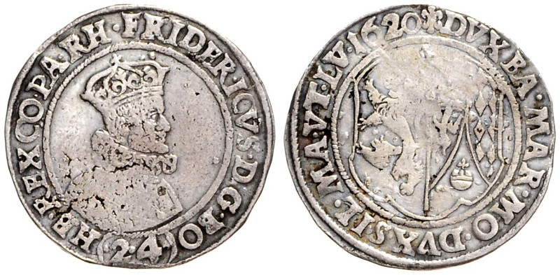 FREDERICK V OF THE PALATINATE (1619 - 1620)&nbsp;
24 Kreuzer, 1620, Praha, 7,36...