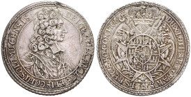 CHURCH COINS, COINAGE OF CZECH NOBLE FAMILIES 
 OLOMOUC
KARL III DUKE OF LORRAINE (1695 - 1711)&nbsp;
1 Thaler, 1706, 28,34g, Dav 1211, Dav 1211&nb...